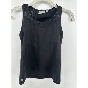 Athleta Racerback Tank Top Black Back Pocket Built in Bra sz Small